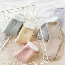 Модные Утепленные зимние носки женские теплые домашние теплые женские розовые носки для дам 093001