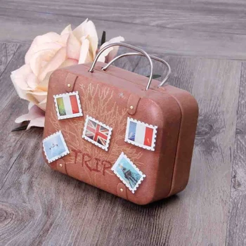 

Mini Iron Cartoon Wedding Favor Tin Box Suitcase Shape Cable Jewelry Container 19QC