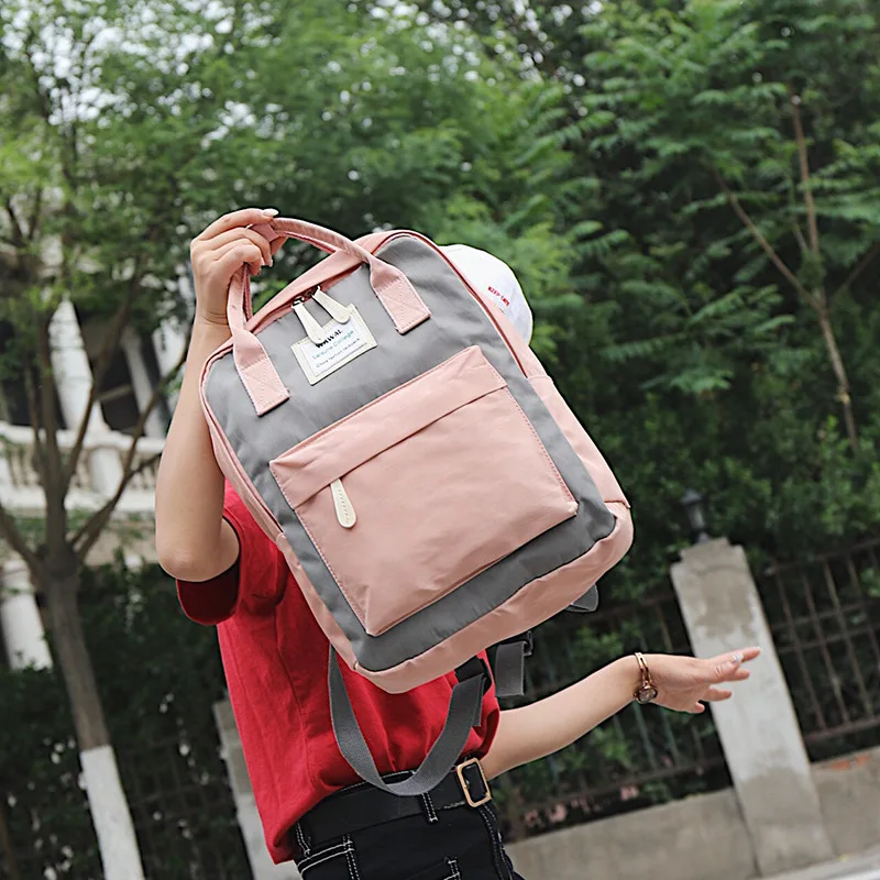 

New Style School Bag Women's Korean-style Harajuku High School Students MORI Series College Contrast Color Versatile Nylon Backp
