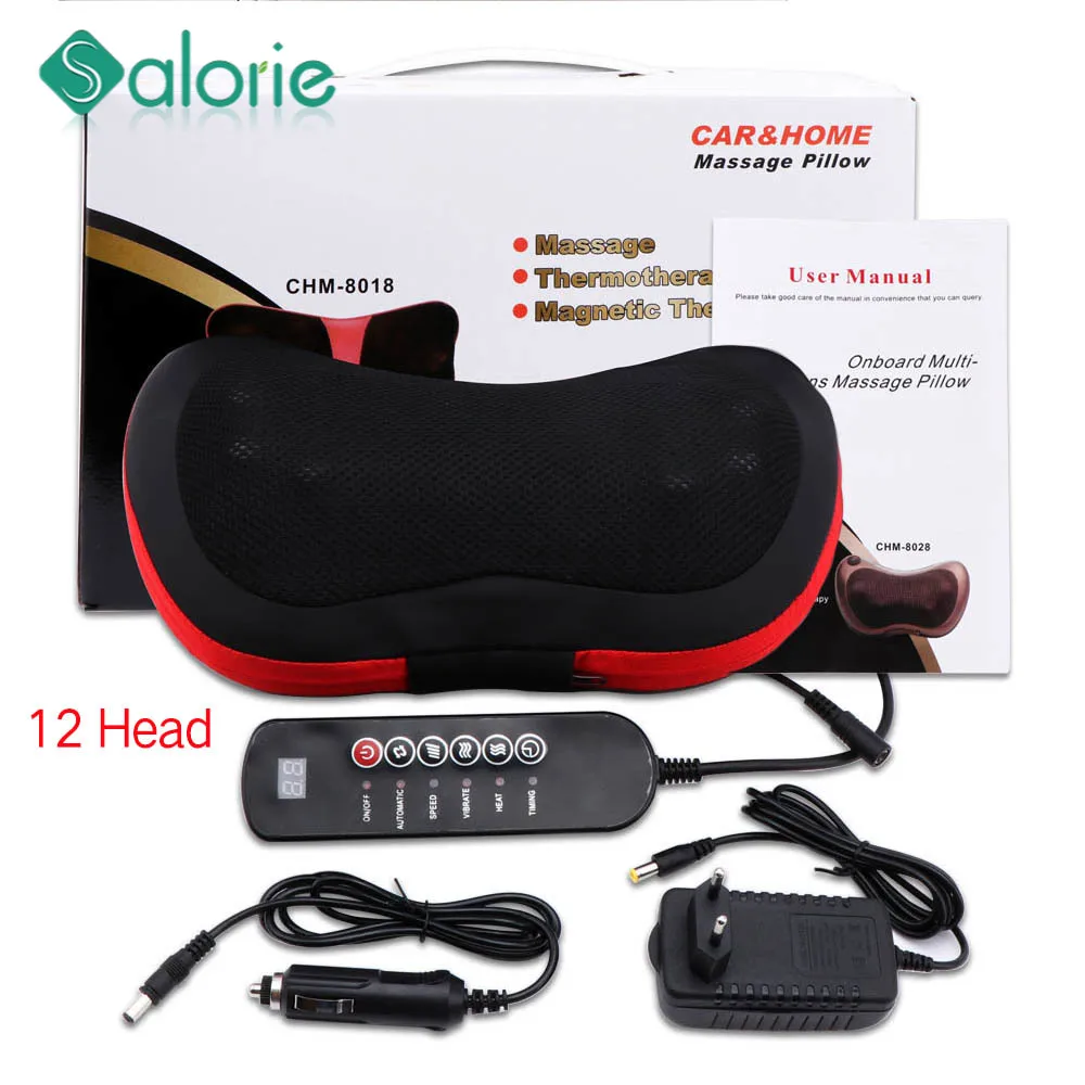 Massage Pillow Vibrator Electric Shoulder Back Heating Kneading Infrared Therapy Pillow Shiatsu Neck Relaxation Massager