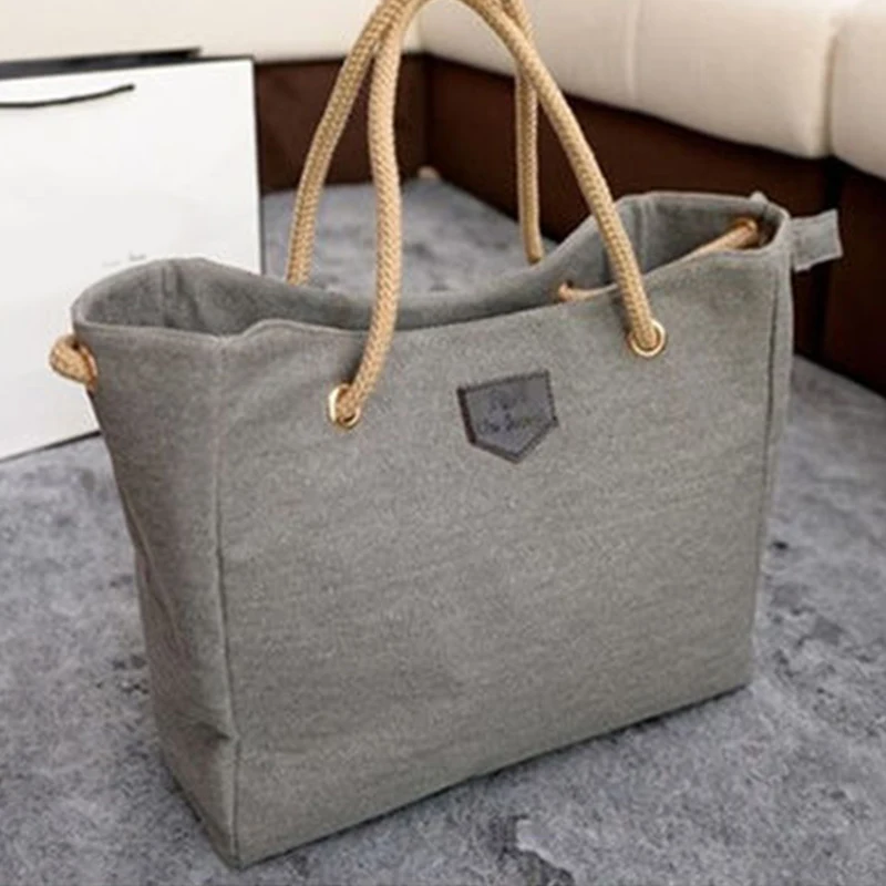 

Woman's Handbag Reusable Eco Large Shopping Bag Solid Color Casual Shoulder Tote Bag Fashion Female Handbags Ladies Pouch Canvas