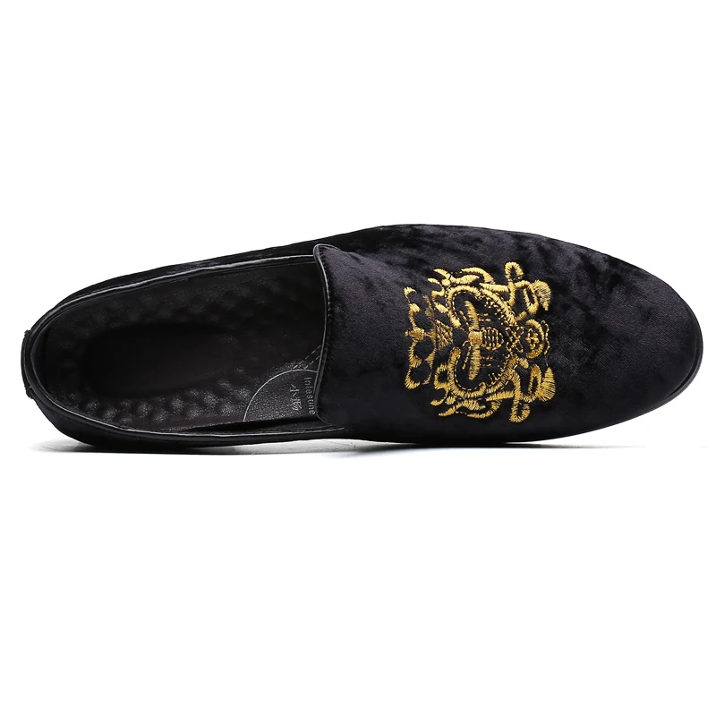 Men's Suede Soft Penny Loafers Embroidered Design Flat Slip-On Formal Men's Velvet Loafer Dress Shoes Size 6~13 chaussure homme