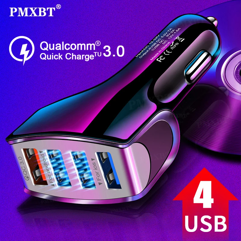Автомобильное зарядное устройство USB с 4 портами Quick Charge 3 0 QC3.0 мобильный телефон