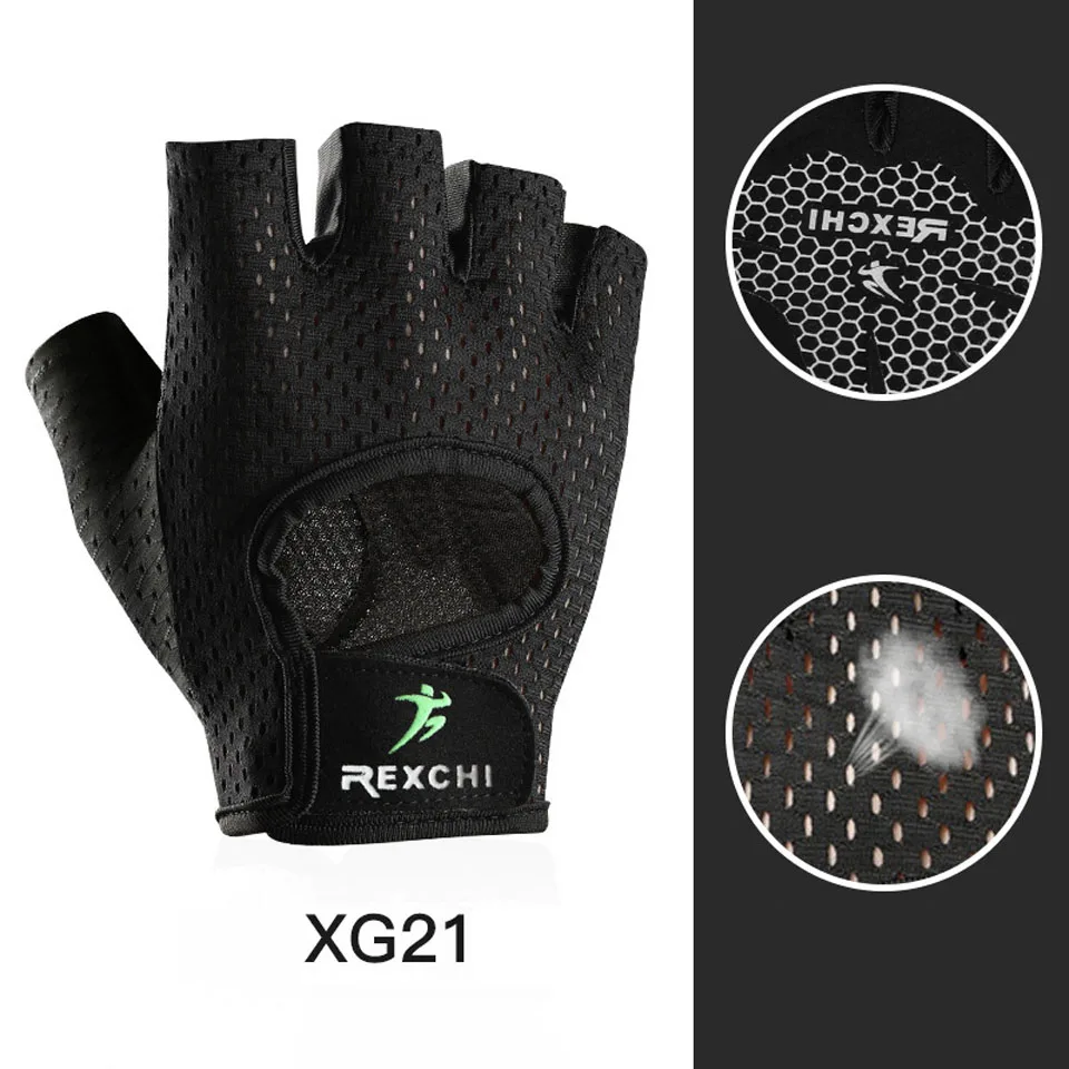 XG21 Black Спортивная Тяжелая атлетика для занятий йогой для мужчин/wo мужские фитнес-перчатки бодибилдинг, тренировка, дышащие Нескользящие перчатки с половинным пальцем - Цвет: XG21 Black