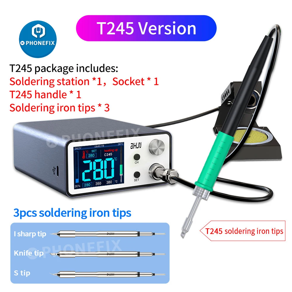 AIXUN T3A 200W Intelligent Soldering Station Support Electric Iron T12/T245/936 Handle Welding Tips For SMD BGA Repair | Инструменты