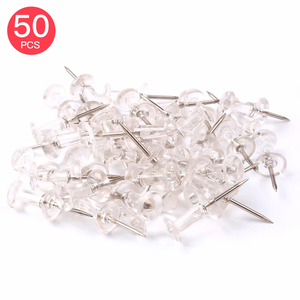 uxcell® Office Plastic Head Metal Point Stationary Thumb Tack Push Pin Clips 50pcs