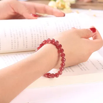

Natural gemstone boutique strawberry crystal bracelet, charm yoga energy bracelet, beautiful jewelry gift for ladies