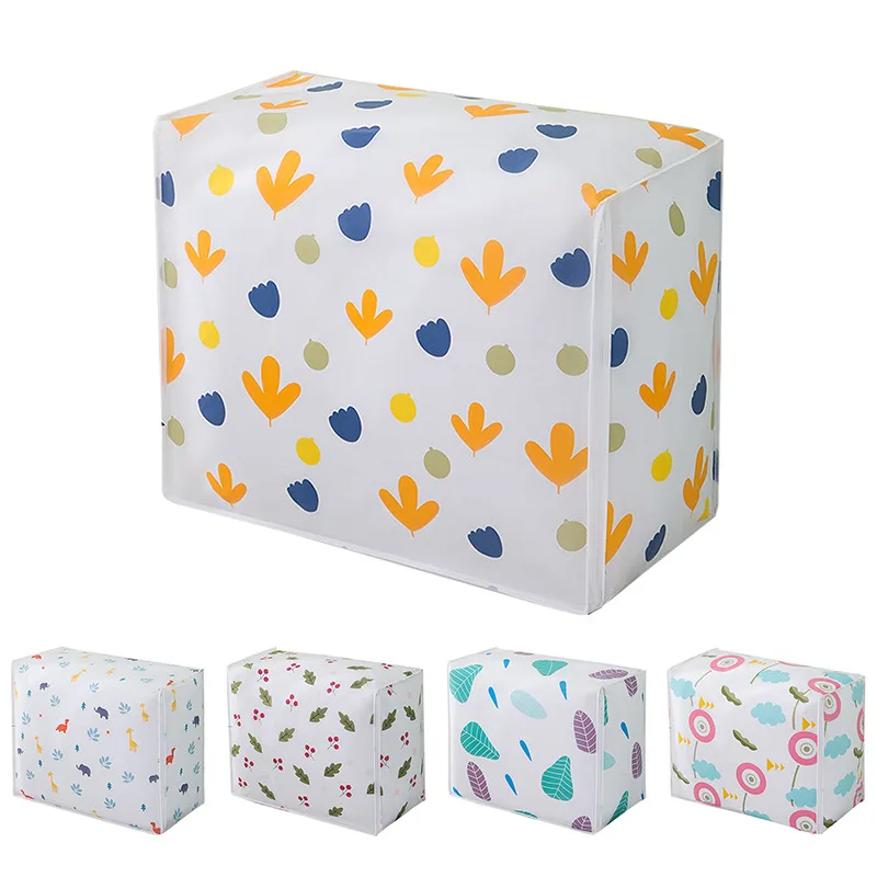 Printed Quilt Clothes Storage Bag Folding Duvet Blanket Sorting Bags Dust-Proof Closet Under-Bed Storage Moistureproof Organizer Storage Bag Storage Box Clothes Organizer Foldable Storage Bags Clothes Storage Organizer Foldable Storage Bag