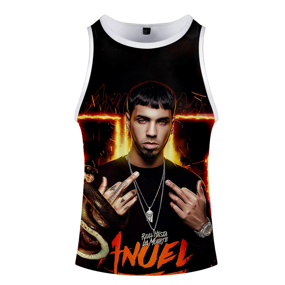 Хип-хоп Anuel AA жилет Топ мужской летний жилет без рукавов Модный популярный тренд Повседневная одежда жилет