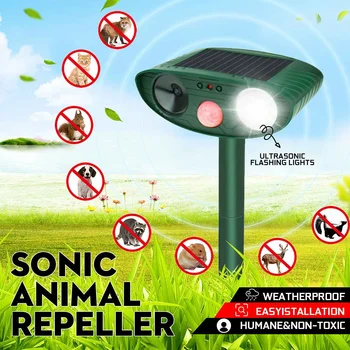 

Outdoor Solar Ultrasonic Pest Repeller Garden Animal Pest Mouse Repeller PIR Sensor Bird Cat Dog Bat Repellent Keep Animals Away