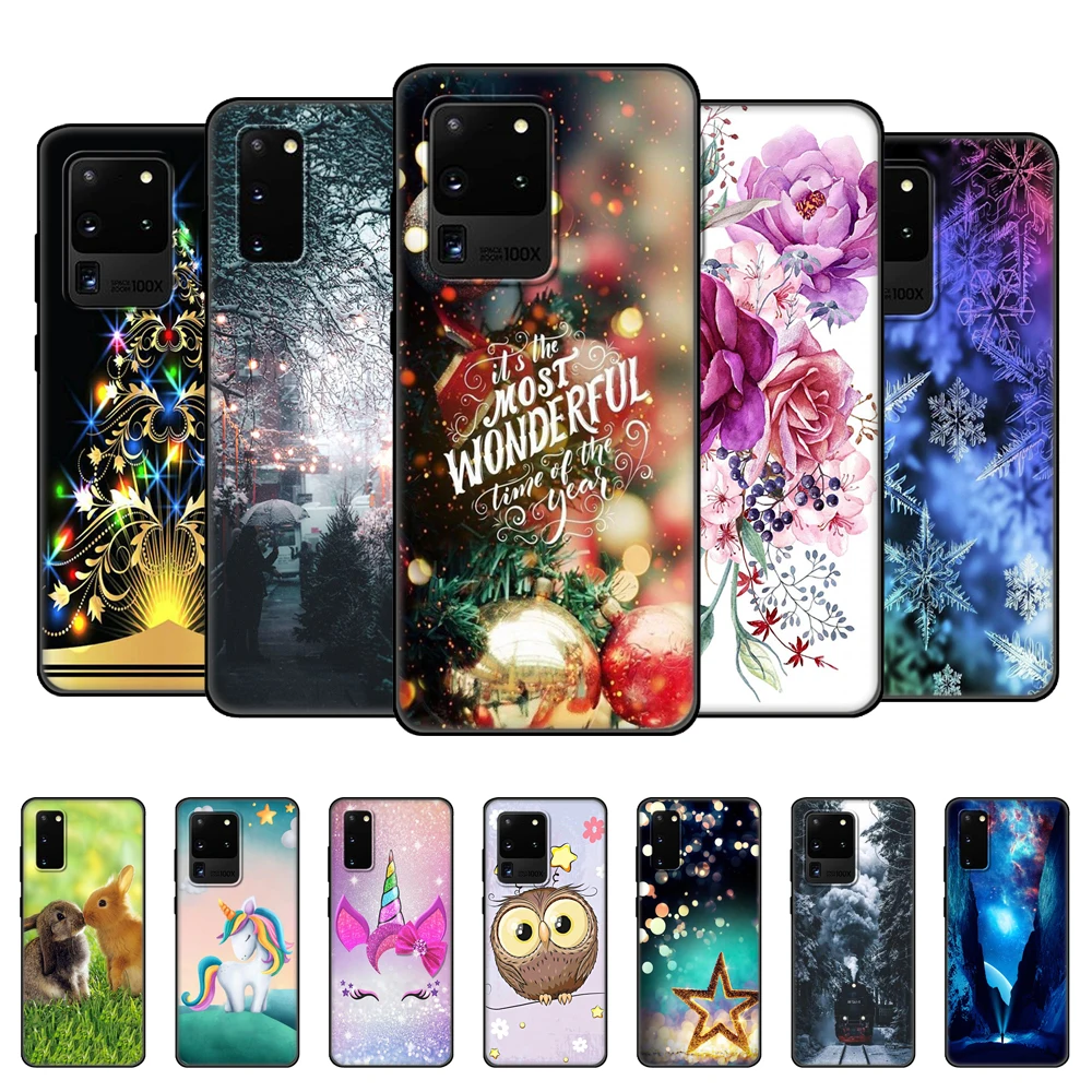 Per Samsung Galaxy S20 Custodia Per Samsung S20 Plus S20 Ultra S20 Fe Galaxy S20 + Custodia In Tpu Nera Inverno Neve Fiocco Di Neve Natale