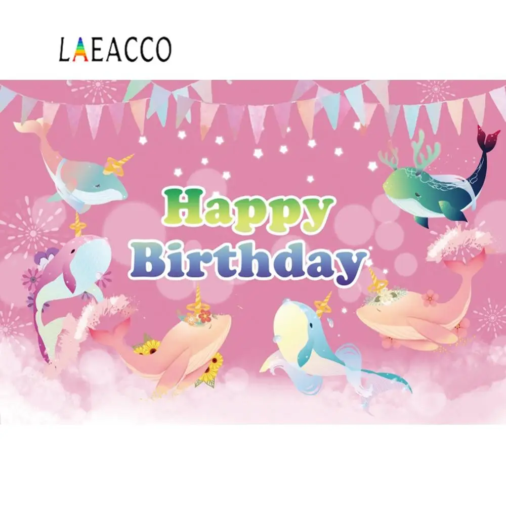 Laeacco Рыба Акула Дельфин Детский День Рождения мультфильм звезда семья снимать портрет баннер фото Фон фотографии