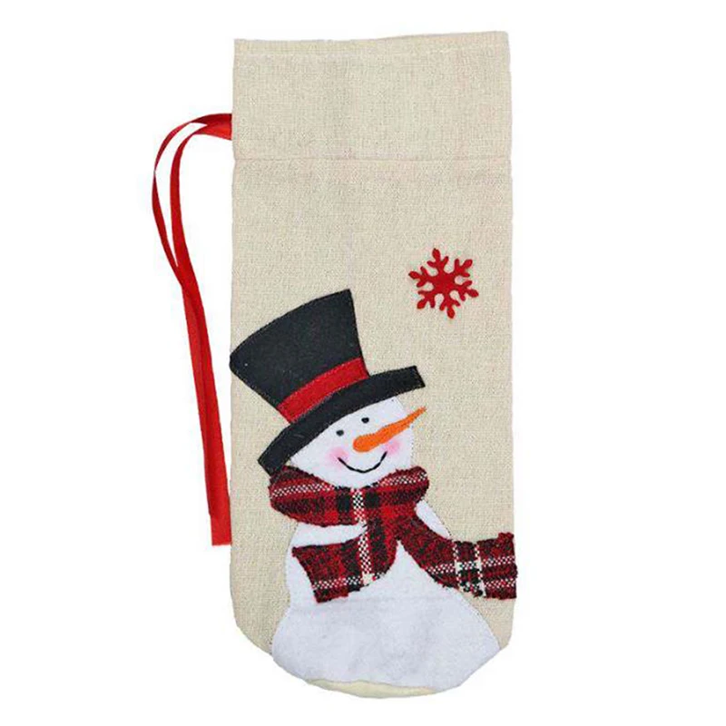 snowman Рождественская крышка бутылки вина многоразовые мешки вина держатель шампанского Рождественский стол украшения для рождественской вечеринки-ztou - Цвет: snowman