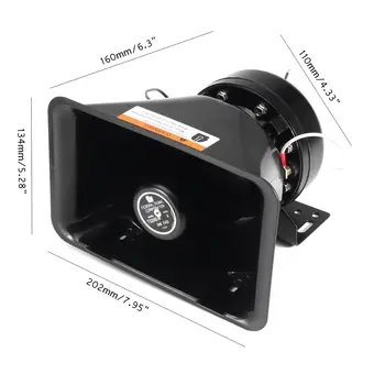 

DC 12V 200W 8 Sound Big Car Horn with MIC Loud Motorcycle Siren Vehicle Truck Warning Alarm Loudspeaker Plastic Police Firemen