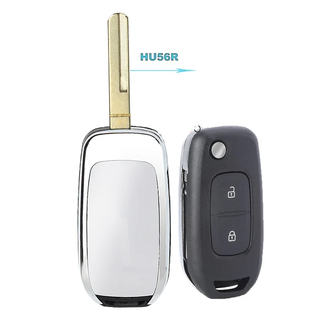 DIYKEY Flip Remote Key Shell 2 Button Fob For Renault Dacia Logan 2 Logan II HU136 / HU56R / VAC102 VA2 Blade
