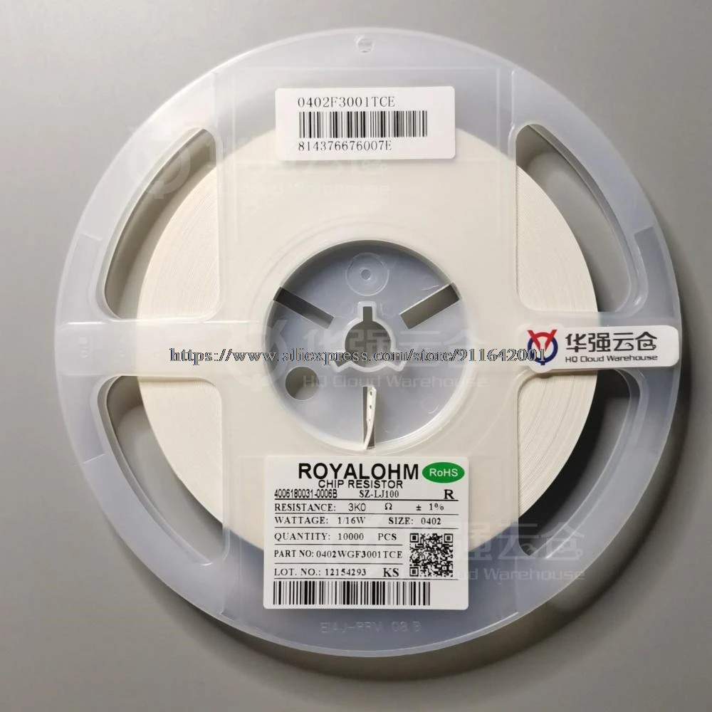 10000 шт. 0402WGF3001TCE 0402 3K 1% 1/16 Вт SMD чиповый резистор | Электроника