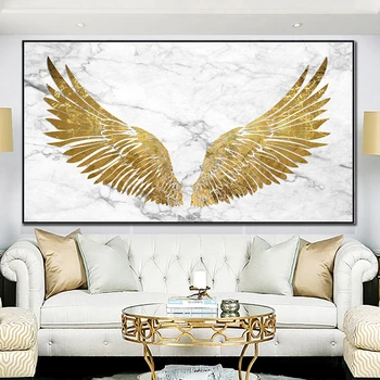 

Golden Angel Wings Marbled Background Abstract Wall Art Posters and Prints Canvas Painting Contemporary Art Decoration Picture