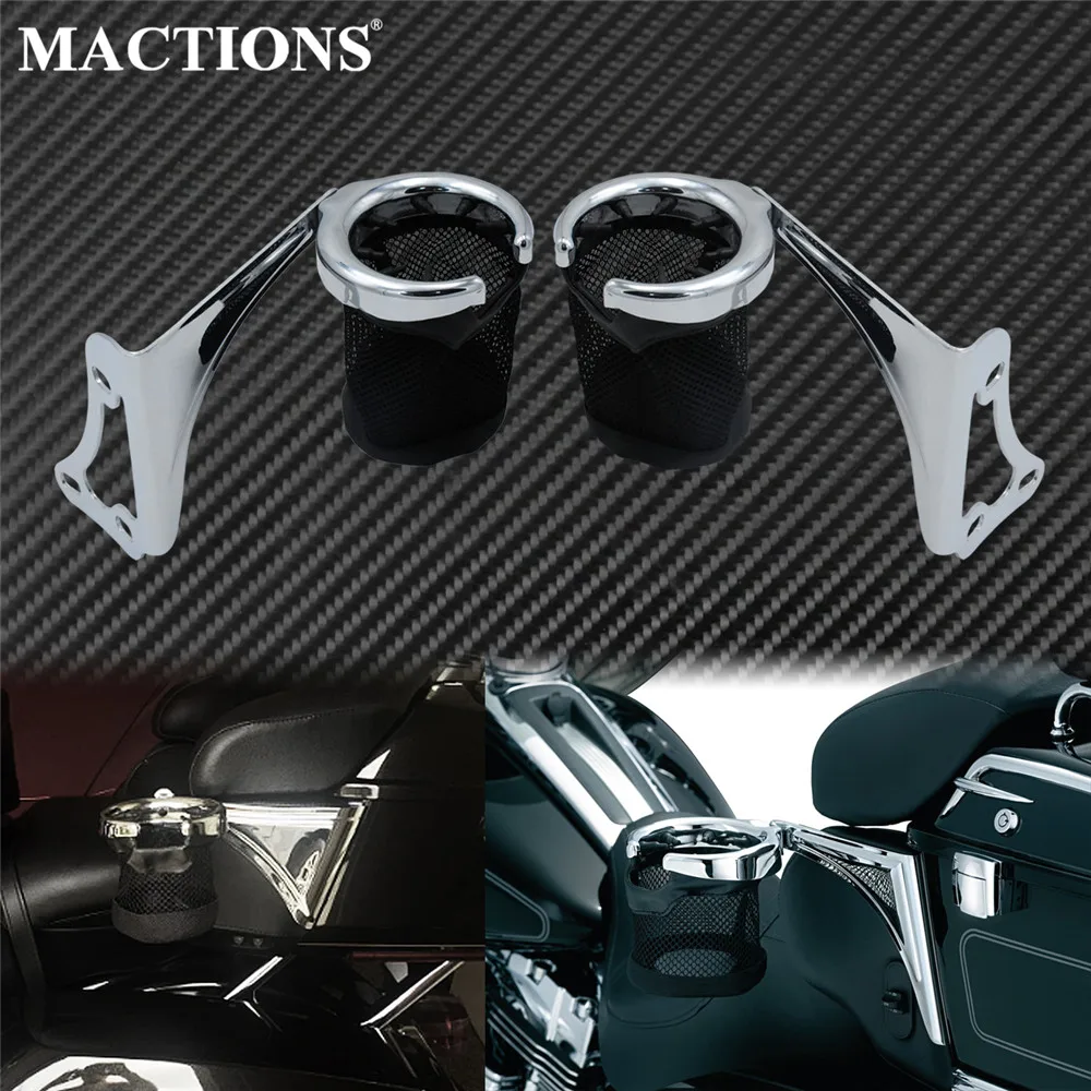 

Motorcycle Rear Handlebar Cup Holder Drink Bottle Carrier Chrome For Harley Electra Glide Road Glide Tri Glide FLTRU FLTRUSE CVO