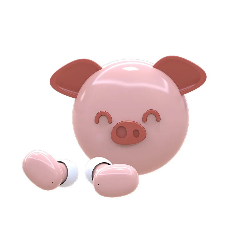 TWS Bluetooth Kid Earphone touch control Stereo Wireless Cartoon Earbuds Animal shape pig mouse cute earphone for girl