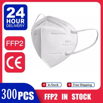 

300pcs Mascarilla FFP2 KN95 Mouth Mask 5 Layers Anti-droplets Protective KN95 Face Masks Reusable Filter ffp2mask CE