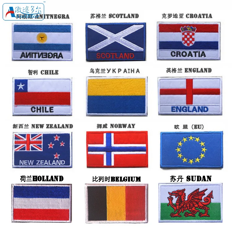 

Foreign the National Flag Velcro Label Norway Sudan England Cloth Label Double-Sided Velcro Bag Accessories