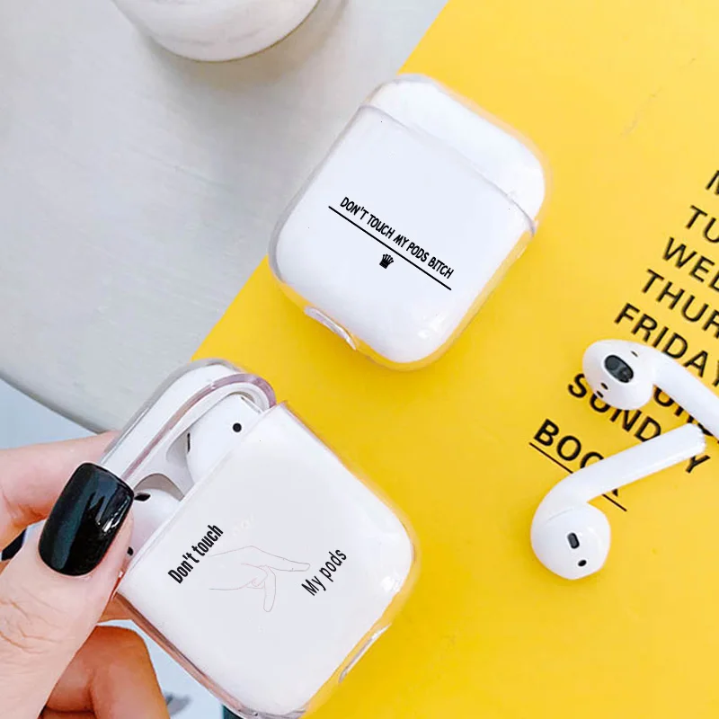 Simple Cute AirPods Case For Apple airpods Case Luxury Cartoon Hard Don't Touch Airpods Case in Bluetooth Earphone Accessories