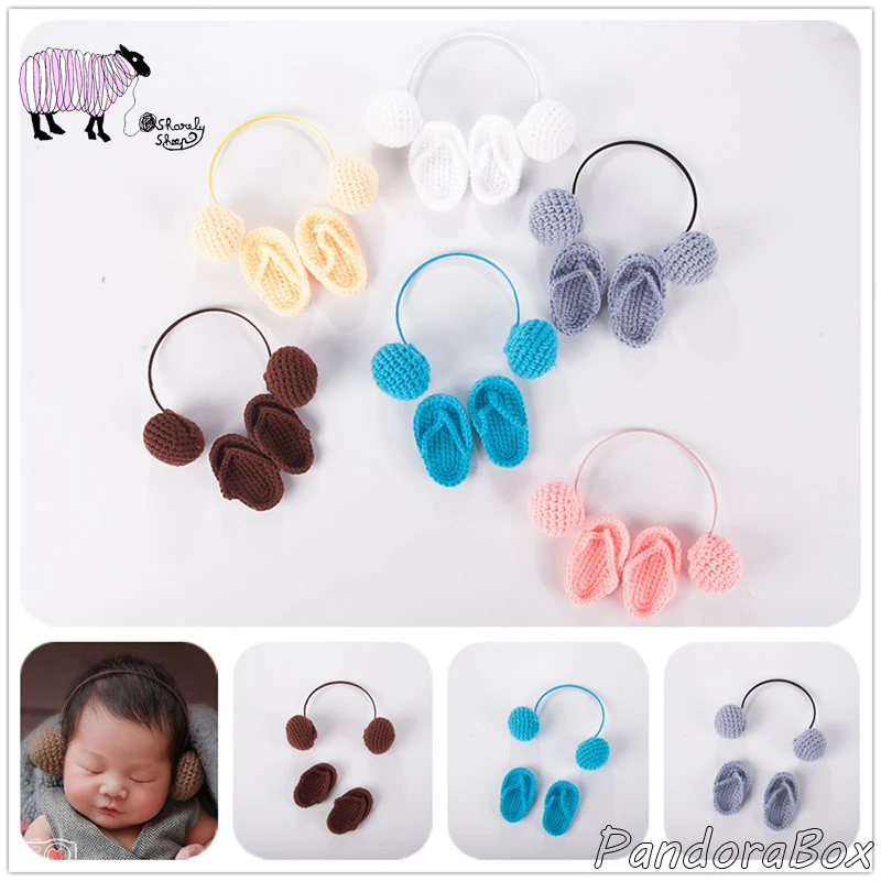 

Headphone+Slipper Newborn Photography Props Baby Boy Girl Photo Shoot Studio Funny Prop Infant fotoshooting Accessories