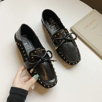 

Fashion Low-heeled Anti-skid Shoes Women Summer Autumn Skid-proof Square Toe Flat Korea Style Sandals Shoes Shallow Simple Shoe