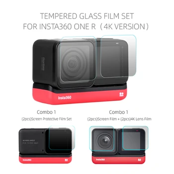 

Tempered glass film set Screen Protective for INSTA360 Camera Lens Cap Cover Protector Film Set for INSTA360 ONE R 4K Version
