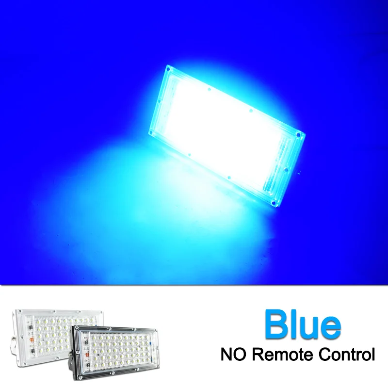 2 шт. Светодиодный прожектор светильник 50 Вт RGB Светодиодный прожектор светильник пульт дистанционного управления чип COB Светодиодный уличный фонарь AC220V 240 Вт водостойкый LED IP65 открытый светильник Инж - Испускаемый цвет: Blue