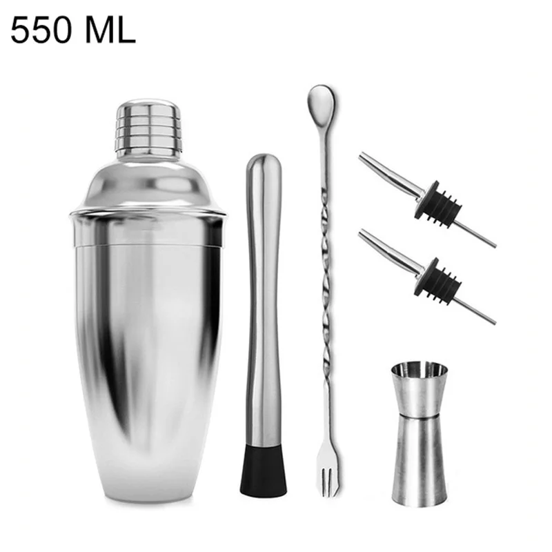 550ml 6pcs Hoomall 550/750 мл нержавеющая сталь шейкер миксер вина мартини Бостонский шейкер бармен набор для напитков вечерние аксессуары для бара - Цвет: 550ml 6pcs