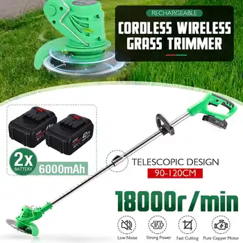 

42V Electric Lawn Mower 6000mah Li-ion Cordless Grass Trimmer Rechargeable With 2 Battery Mower Household Cutter Garden Tools