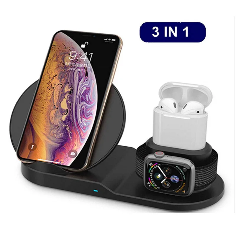 

Wireless Charger,3 in 1 Wireless Charging Stand for Apple Watch,Charging Station for Airpods,Fast Wireless Charger Dock (Black)