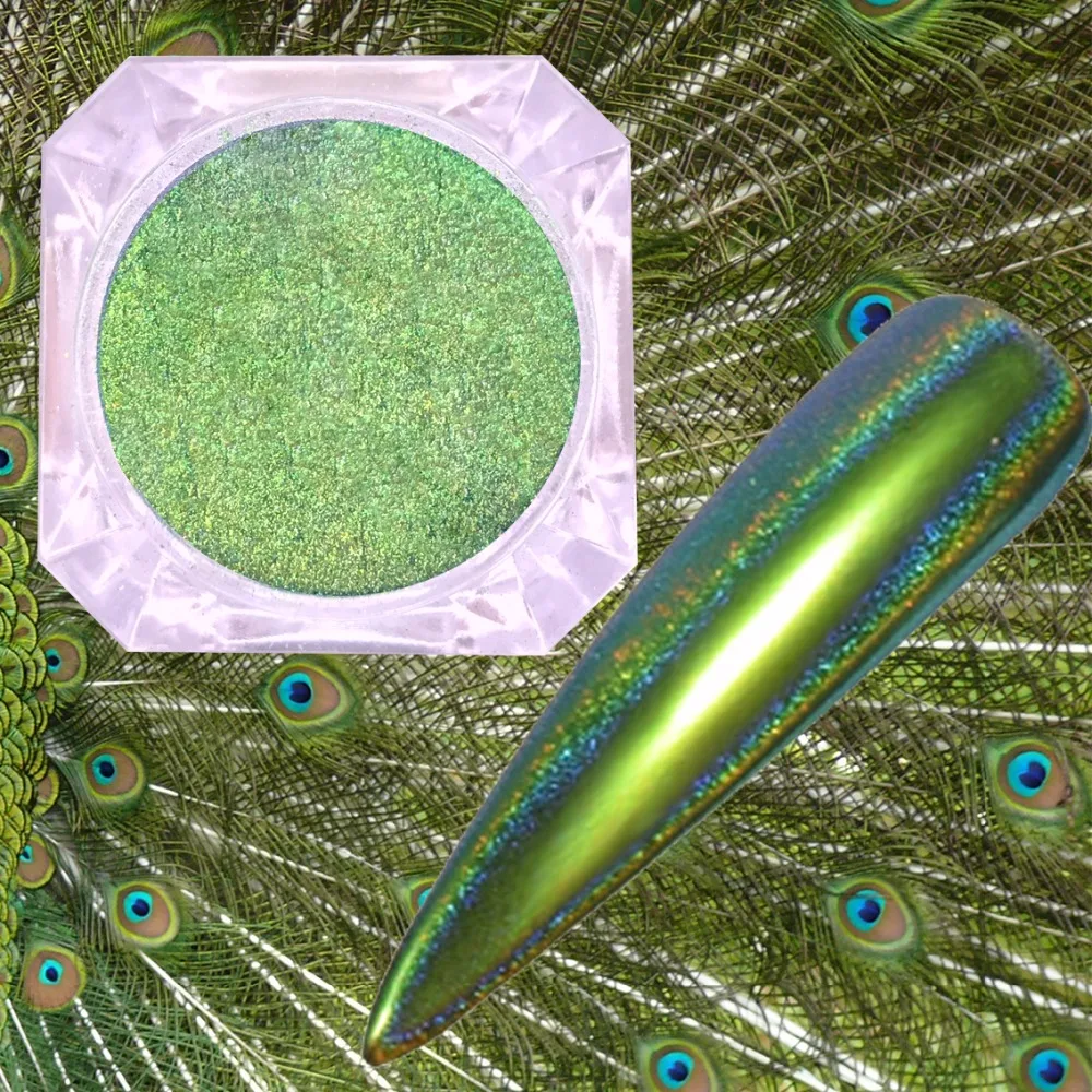 0,2 г павлин голографический хамелеон ногтей Блеск порошок зеркало голографический лазер хромированный пигмент для маникюра украшения для ногтей