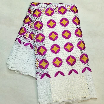 

Cotton lace fabric 2020 heavy beaded embroidery African lace fabrics 100% cotton Swiss voile lace in Switzerland With stones