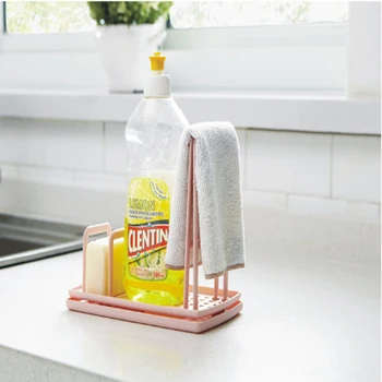 

DIY Kitchen Organizer Rack Towel Drain Rack Sponge Holder Rag Storage Hanger Eco Friendly Plastic Drainer Shelf