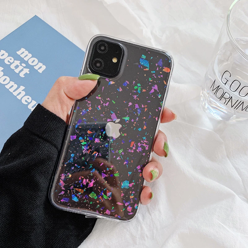 ins Glitter flakes phone case for iphone 13 12 12MIni 11 Pro Max for iphone X XR XS Max 7 8 Plus Clear soft silicone case capa iphone 13 pro max wallet case