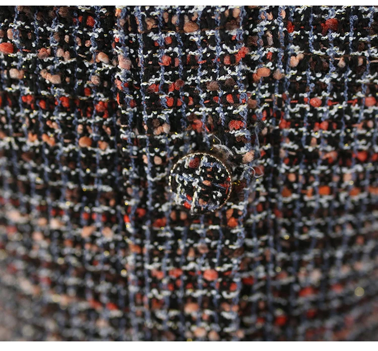 New Autumn winter High Quality Women 2 Piece Set Tweed Short Jacket Coat+Elegant Fashion single-breasted Long Party Dresses
