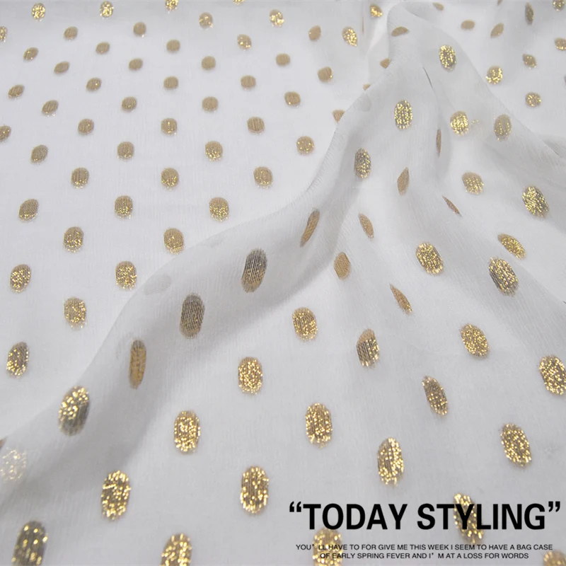 Высокое качество яркая Золотая шелковая юбка из шифона, шарфы, против морщин, ткань, и Изысканная одежда изготовлена из ткани высочайшего качества