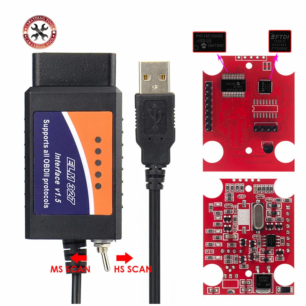 ELM327 V1.5 сканер Bluetooth Автомобильный OBD2 диагностический инструмент USB FTDI/PIC18F25K80 чип