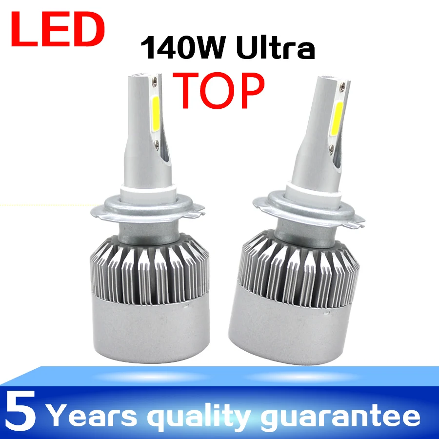 

2 Pieces/lot LED Headlights Bulb Kts 140W/pair H7 H4 H1 H3 H11 HB3 HB4 9007 12V Cold white 6500K Wholesales Car lights
