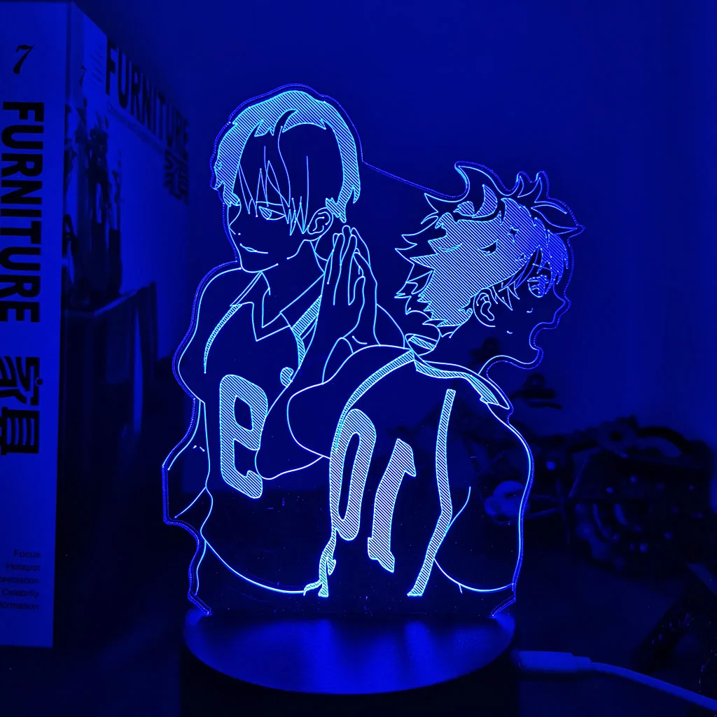 decorative night lights Anime Haikyuu Acrylic Led Night Light Shoyo Hinata Figure for Kids Bedroom Decor Nightlight Manga Cool Gift Child 3D Table Lamp childrens night lights