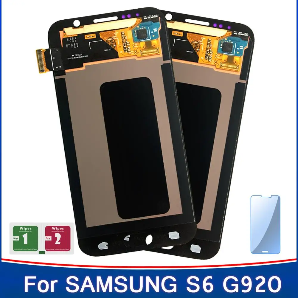 

2PCS Amoled 100% Tested Working Adjustable Brightness Display For Samsung Galaxy S6 G920 G920F LCD Touch Screen Digitizer Parts