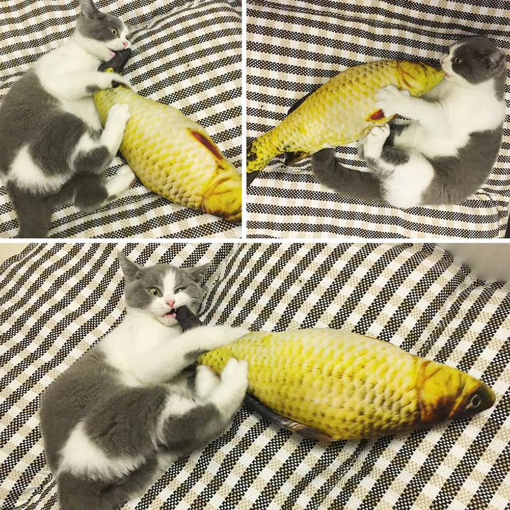 3D Fish Shape Catnip Cat Toy Stuffed Pillow Doll Simulation Fish Playing Interactive Toys Dental Teeth Care Clean Chewing Toy