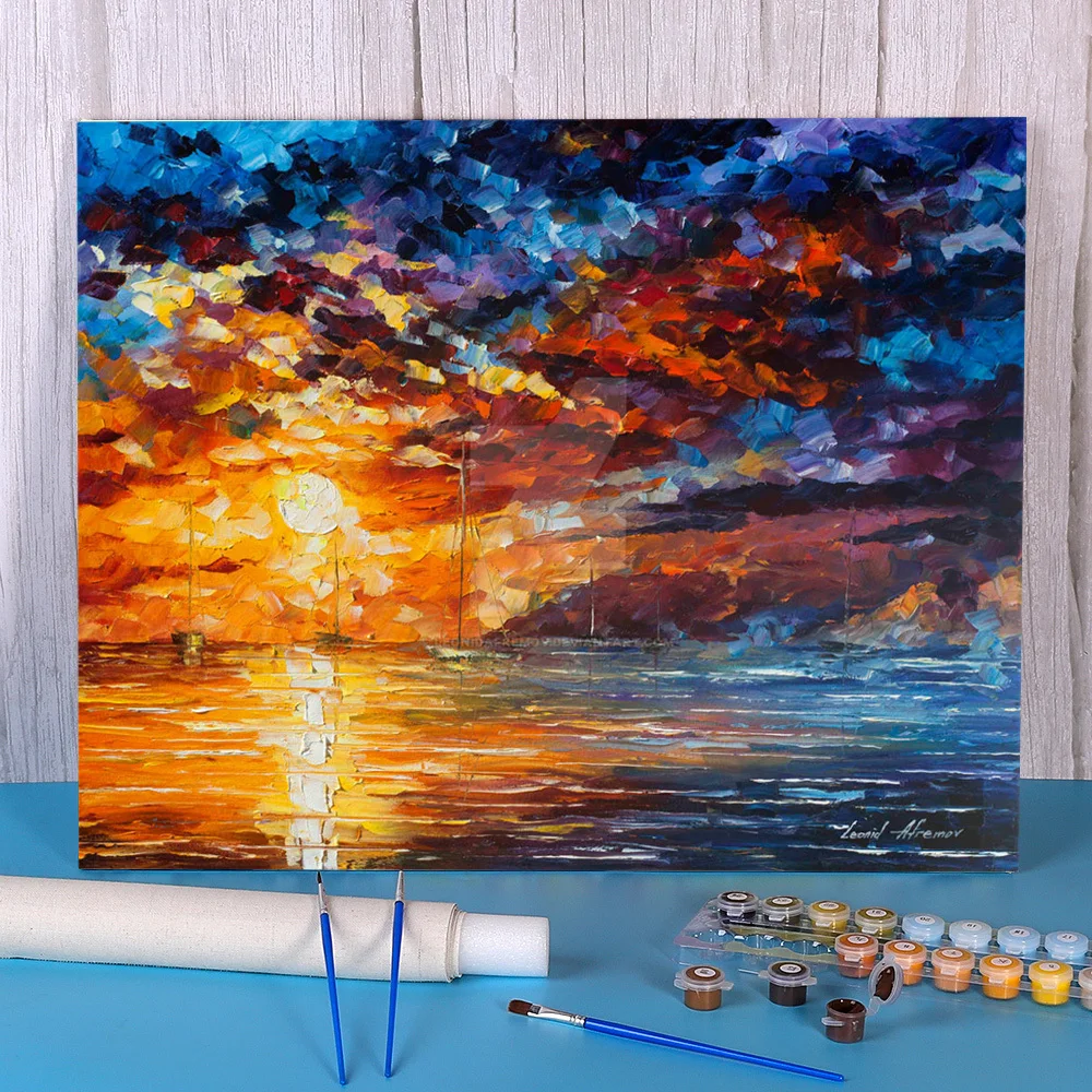 Sunset DIY Painting By Numbers Set Acrylic Paints 50*70