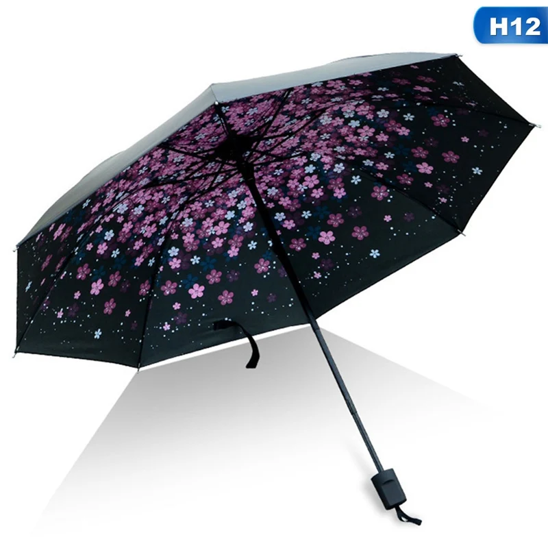 Men Women Sun Rain Umbrella UV Protection Windproof Folding Compact Outdoor Travel Umbrellas - Цвет: H12