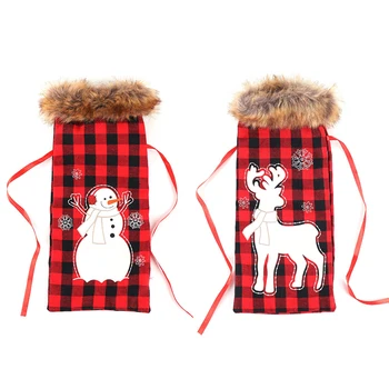 

Cute Red Wine Bottle Cover Merry Christmas Wine Bottle Bag Cover Xmas Festival Party Table Decor Gift