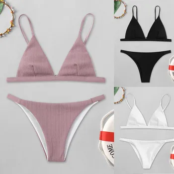 

2020 New Arrival Womens Swimming Costume Padded Solid Color Swimsuit Hot Sexy Monokini Push Up Bikini Sets High Quality Swimwear