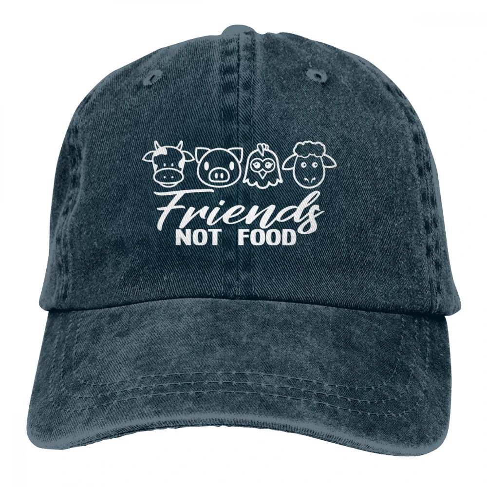 Друзья не еда Casquette черные унисекс Мужские Женские джинсовые бейсболка с ремешком кепки Регулируемая шляпа для гольфа папа