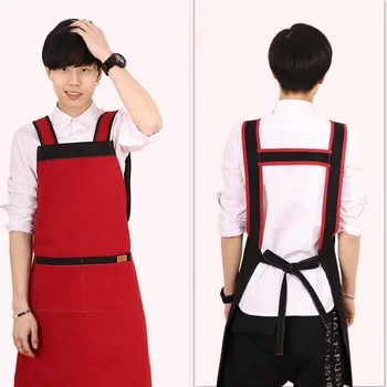 

Black cotton denim canvas apron art student barista nail bakery overalls custom logo